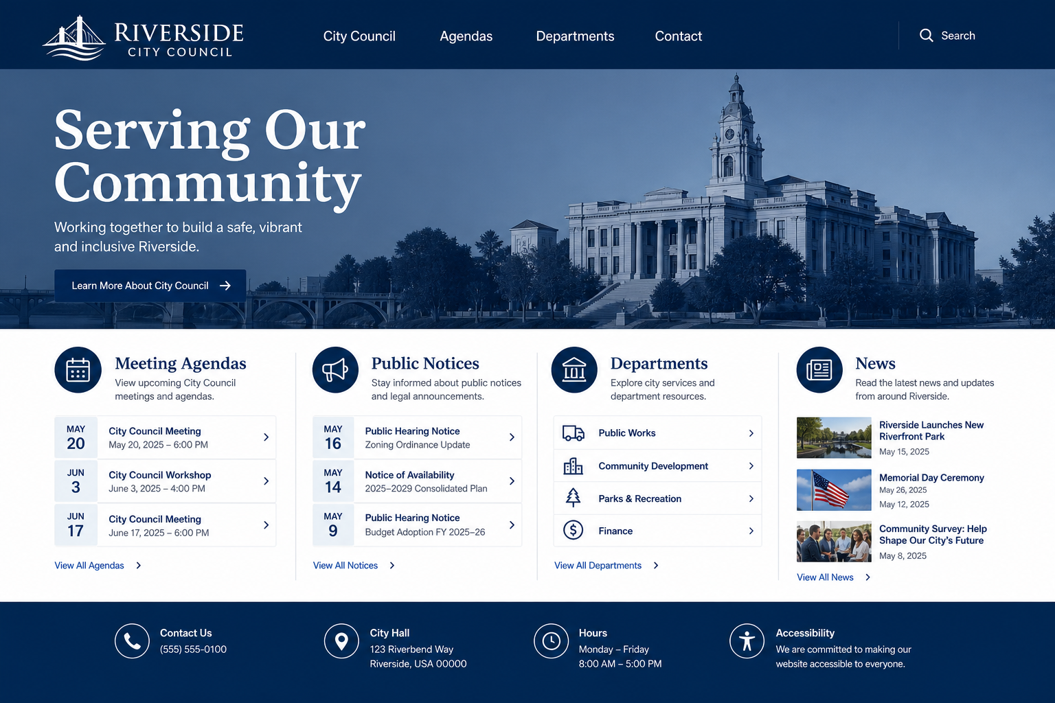Riverside City Council website mockup
